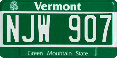 VT license plate NJW907