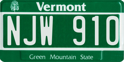 VT license plate NJW910