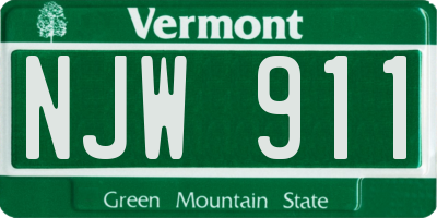 VT license plate NJW911