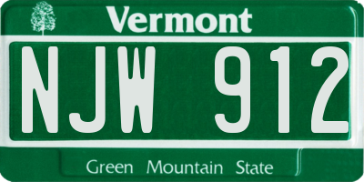 VT license plate NJW912