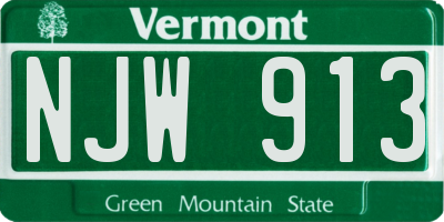 VT license plate NJW913