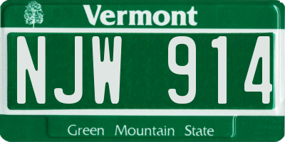 VT license plate NJW914