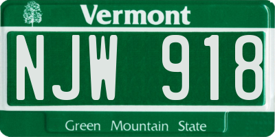 VT license plate NJW918