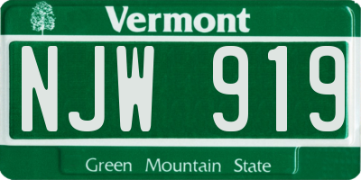 VT license plate NJW919