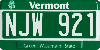 VT license plate NJW921