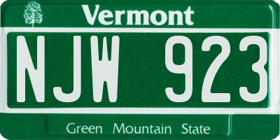 VT license plate NJW923