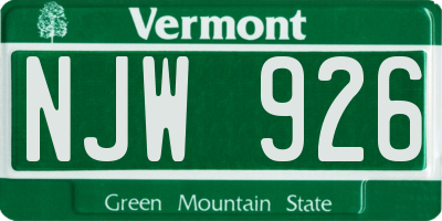 VT license plate NJW926