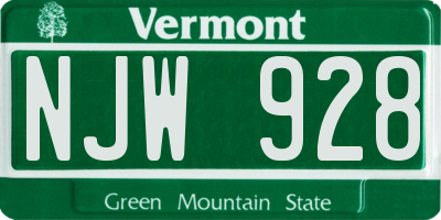VT license plate NJW928