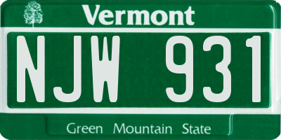 VT license plate NJW931