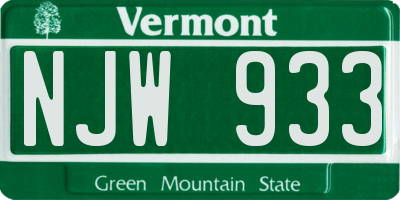 VT license plate NJW933