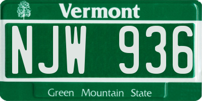 VT license plate NJW936