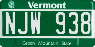 VT license plate NJW938