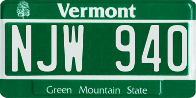 VT license plate NJW940