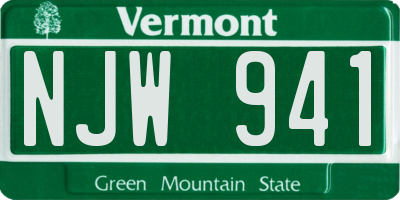 VT license plate NJW941