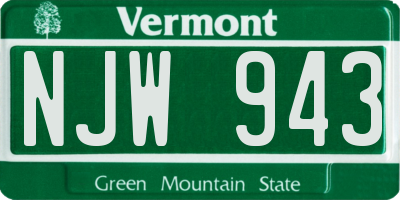 VT license plate NJW943