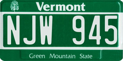 VT license plate NJW945