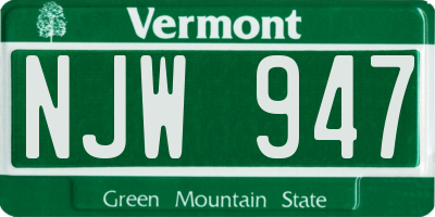 VT license plate NJW947