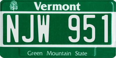 VT license plate NJW951