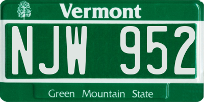 VT license plate NJW952