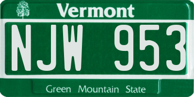 VT license plate NJW953
