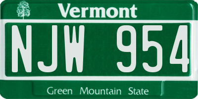 VT license plate NJW954