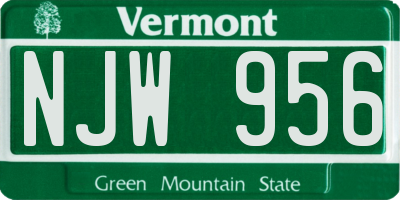 VT license plate NJW956
