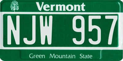 VT license plate NJW957