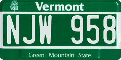 VT license plate NJW958