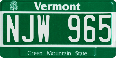 VT license plate NJW965