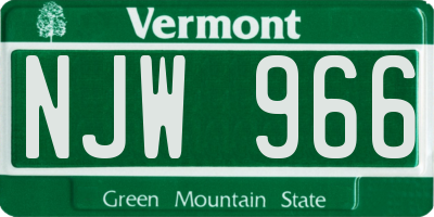 VT license plate NJW966