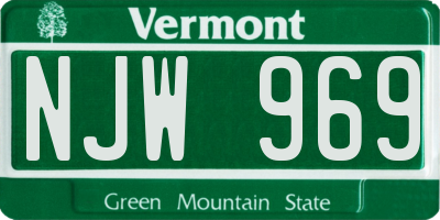VT license plate NJW969