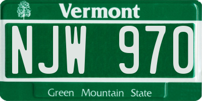 VT license plate NJW970