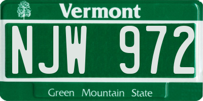 VT license plate NJW972