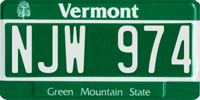 VT license plate NJW974