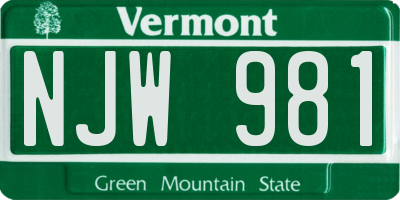 VT license plate NJW981