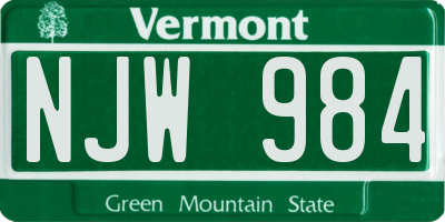 VT license plate NJW984