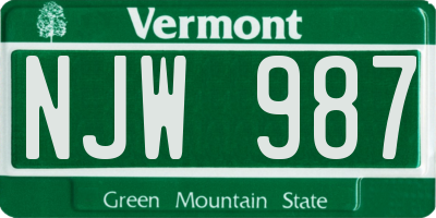 VT license plate NJW987
