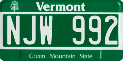 VT license plate NJW992