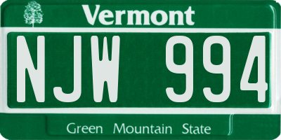 VT license plate NJW994