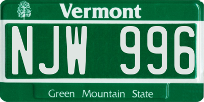 VT license plate NJW996