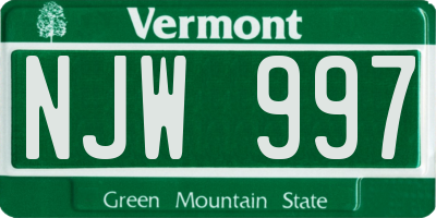 VT license plate NJW997