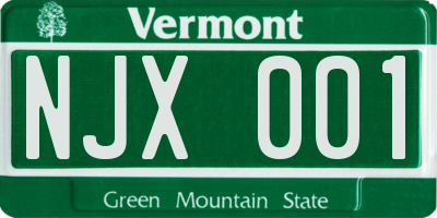 VT license plate NJX001