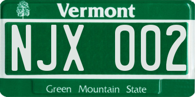 VT license plate NJX002