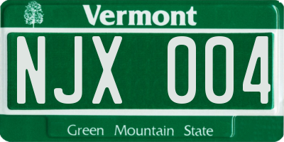 VT license plate NJX004