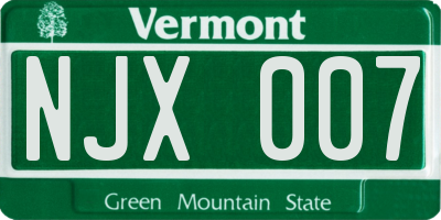 VT license plate NJX007