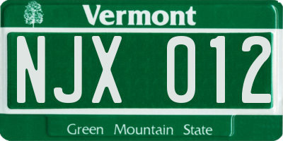 VT license plate NJX012