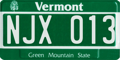 VT license plate NJX013