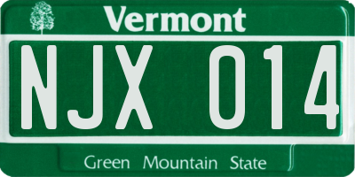 VT license plate NJX014