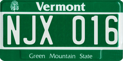 VT license plate NJX016