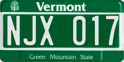 VT license plate NJX017